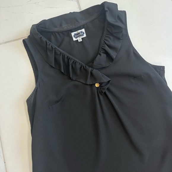 Mud Pie Black Top | Ruffle Collar Sleeveless Top | Size Small Women’s Blouse EUC - Picture 2 of 7